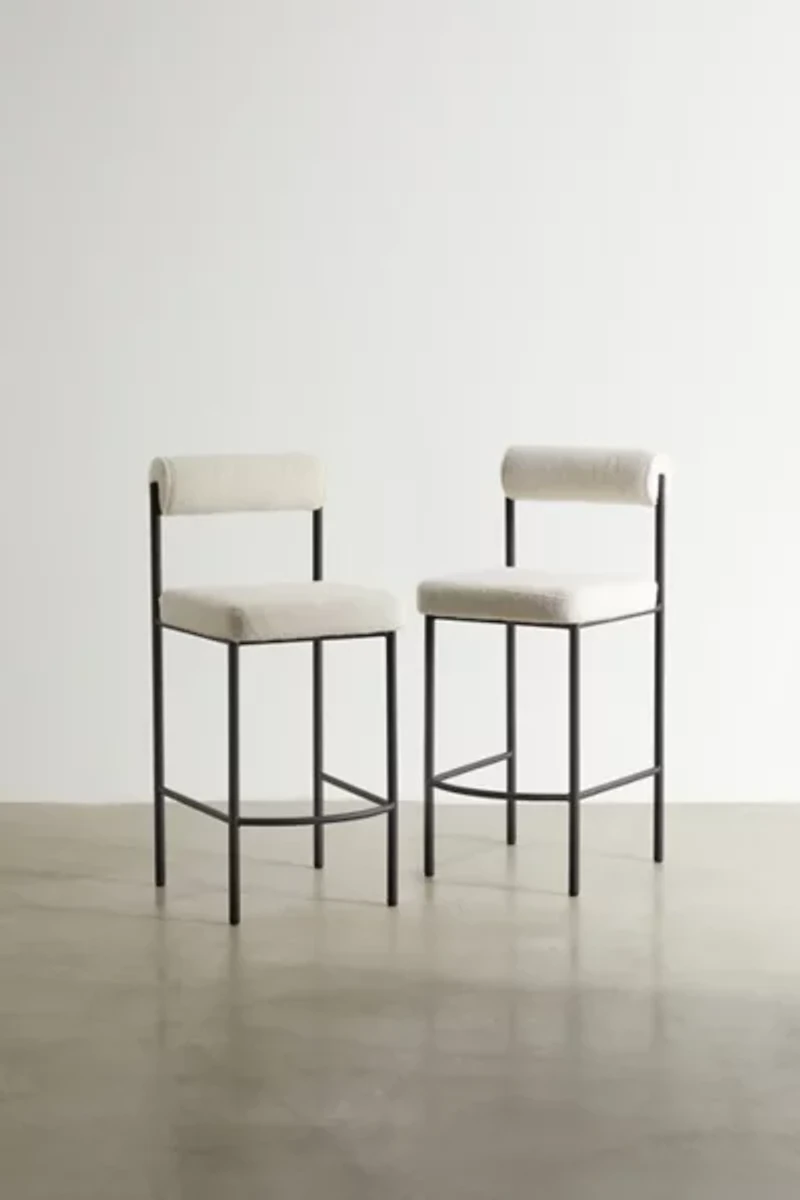 Liv Upholstered Boucle Counter Stool - Set Of 2