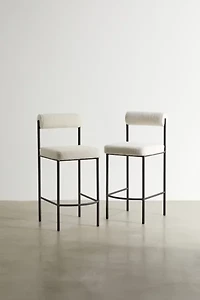 Liv Upholstered Boucle Counter Stool - Set Of 2