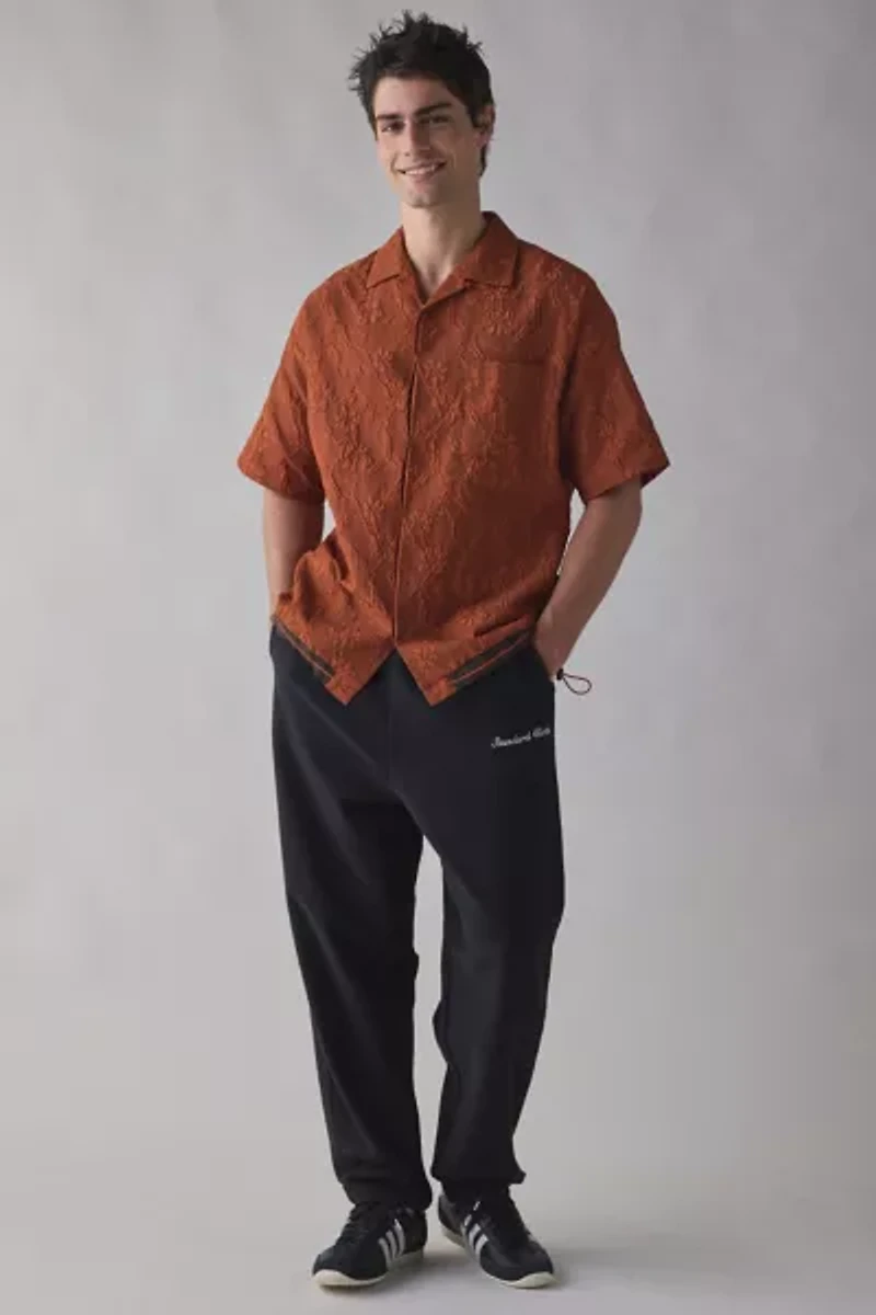 meagratia Embossed Short Sleeve Button-Down Shirt