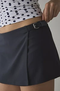 UO Buckle Up Wrap Front Micro Mini Skort