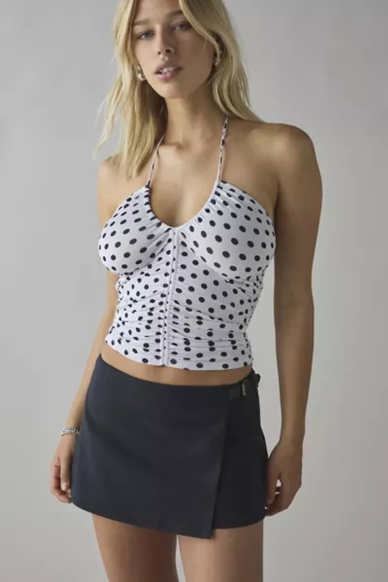 UO Buckle Up Wrap Front Micro Mini Skort