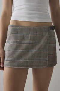 UO Buckle Up Wrap Front Micro Mini Skort