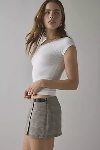 UO Buckle Up Wrap Front Micro Mini Skort