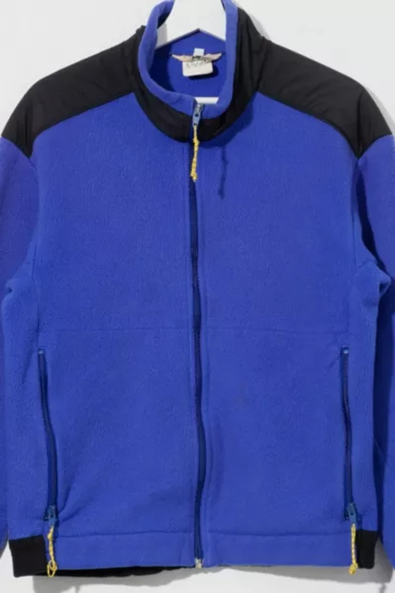Vintage 1990s Distressed REI Light Blue Full Zip Tech Fleece Jacket