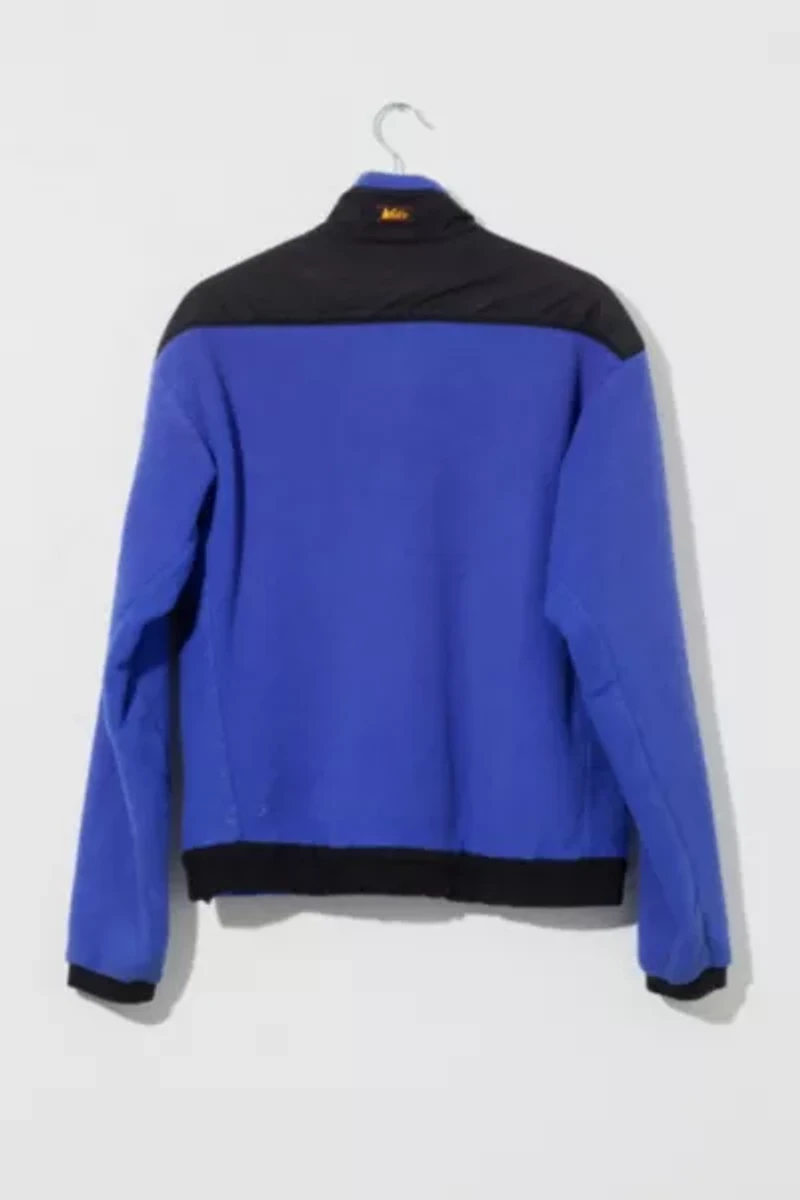 Vintage 1990s Distressed REI Light Blue Full Zip Tech Fleece Jacket
