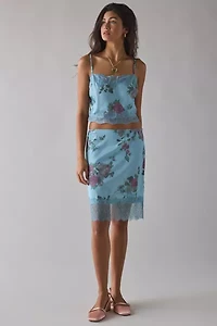 Kimchi Blue Lula Lace Trim Satin Cami + Slip Skirt Set