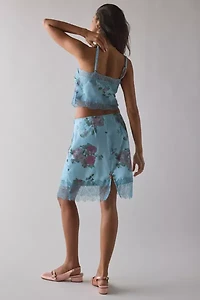 Kimchi Blue Lula Lace Trim Satin Cami + Slip Skirt Set