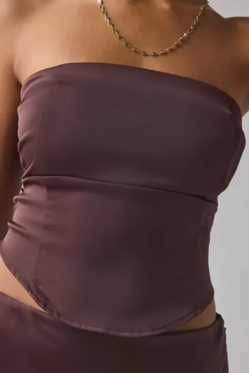 UO Clarissa Satin Keyhole Cutout Tube Top