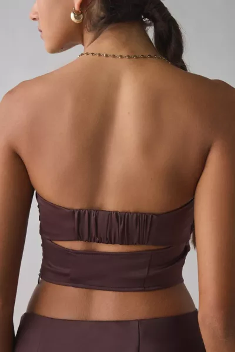 UO Clarissa Satin Keyhole Cutout Tube Top