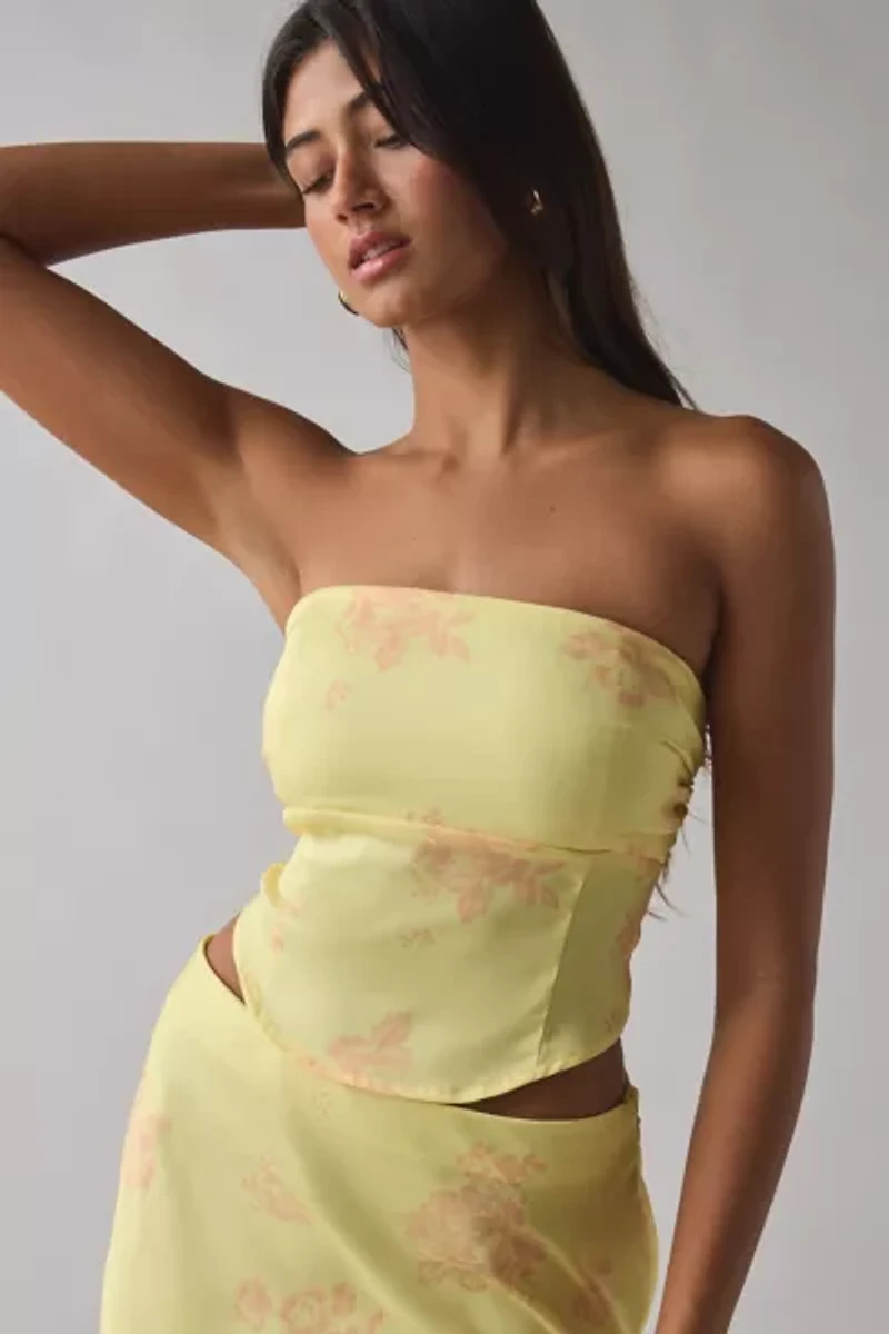 UO Clarissa Satin Keyhole Cutout Tube Top