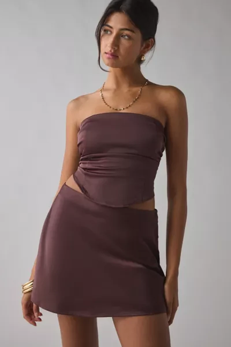 UO Clarissa Satin Slip Mini Skirt