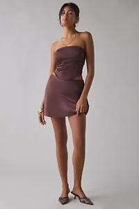 UO Clarissa Satin Slip Mini Skirt