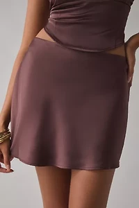 UO Clarissa Satin Slip Mini Skirt
