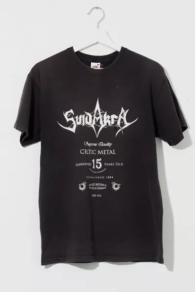 Vintage Y2K Distressed Suidakra Rock Band Black Graphic T-Shirt