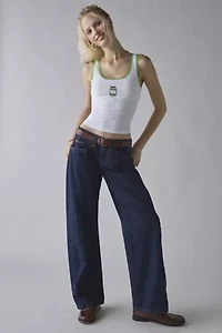 Lace Trim Graphic Scoop Neck Cropped Tank Top