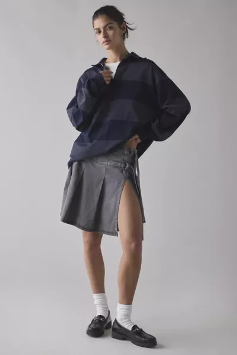 Kimchi Blue Ginny Double Buckle-Front Pleated Midi Skirt