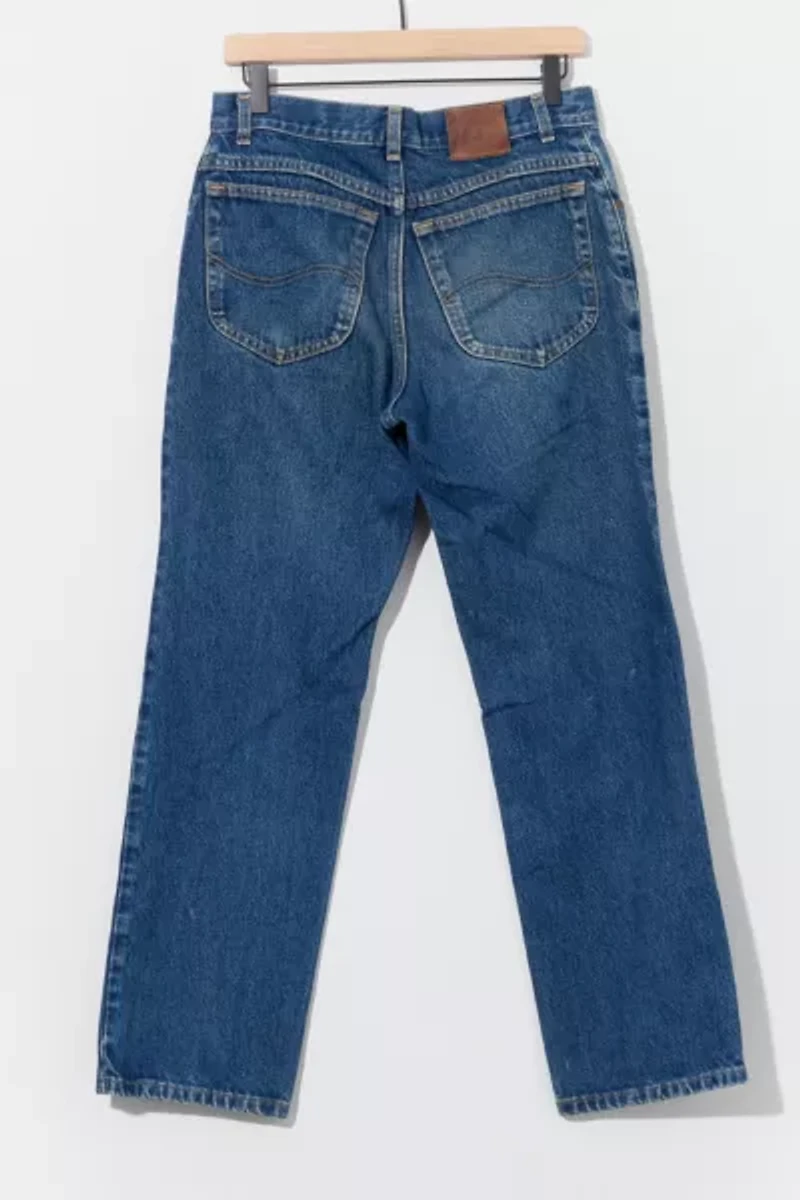 Vintage 1980s Distressed Lee Dark Blue Denim Jeans