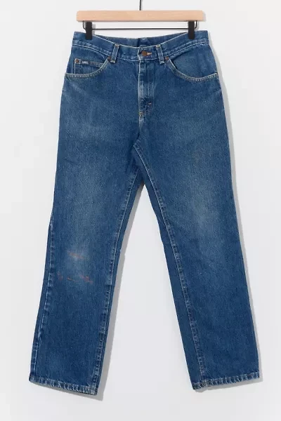 Vintage 1980s Distressed Lee Dark Blue Denim Jeans