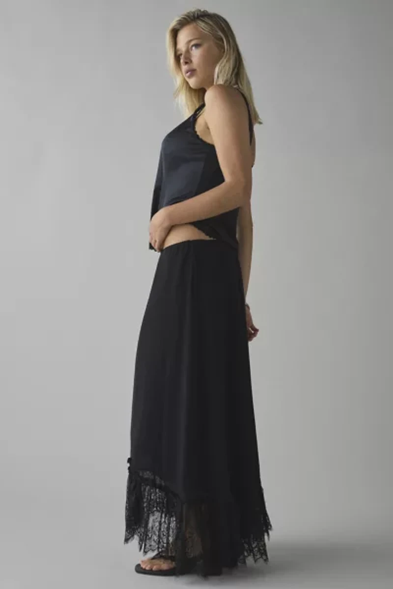 Kimchi Blue Shauna Low-Rise Semi-Sheer Lace Trim Maxi Skirt