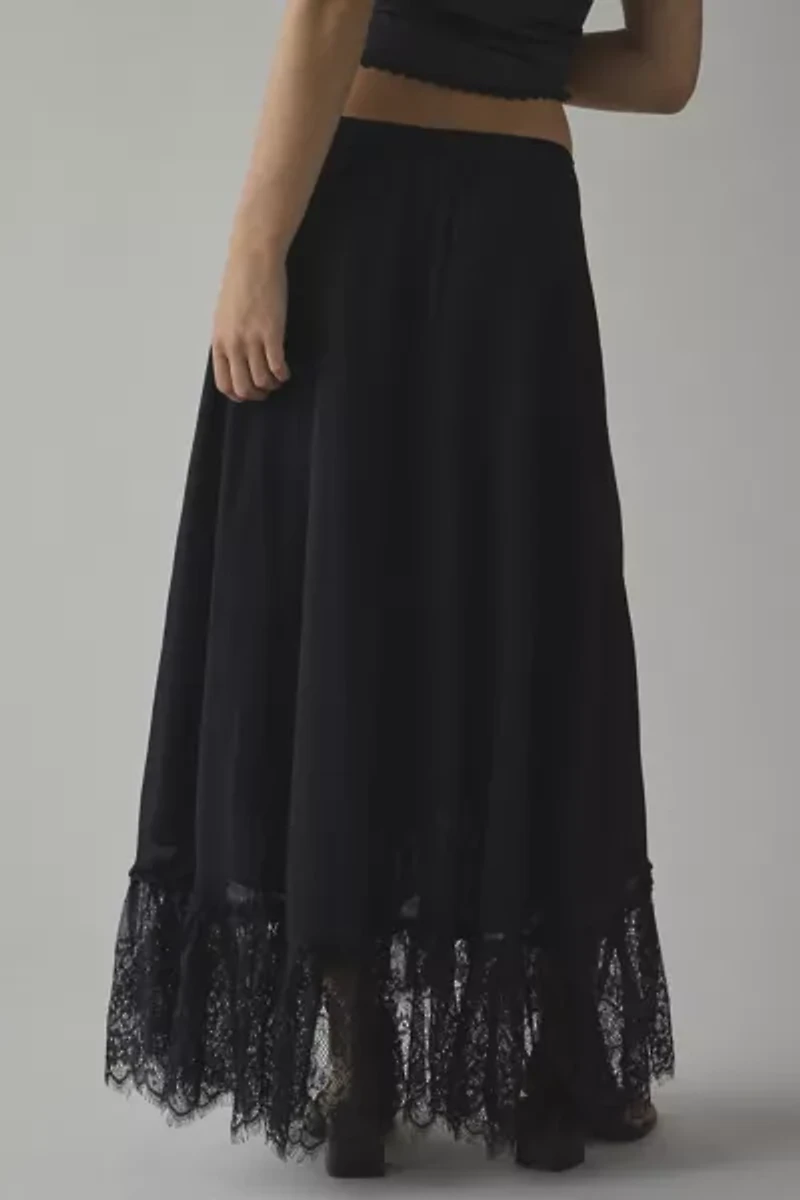Kimchi Blue Shauna Low-Rise Semi-Sheer Lace Trim Maxi Skirt
