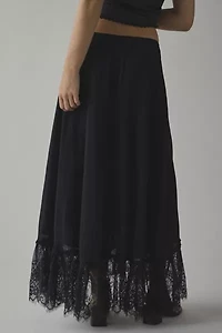Kimchi Blue Shauna Low-Rise Semi-Sheer Lace Trim Maxi Skirt