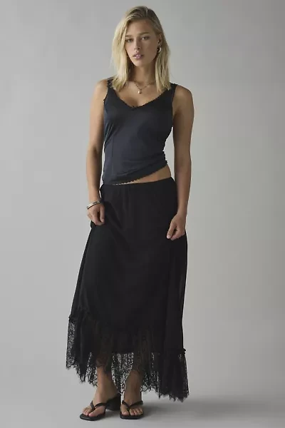 Kimchi Blue Shauna Low-Rise Semi-Sheer Lace Trim Maxi Skirt