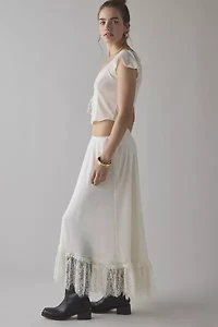 Kimchi Blue Shauna Low-Rise Semi-Sheer Lace Trim Maxi Skirt