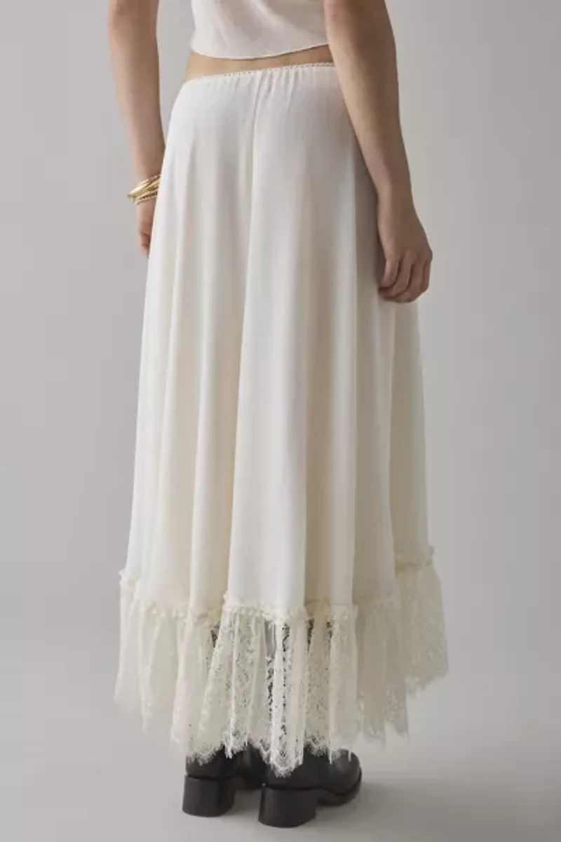 Kimchi Blue Shauna Low-Rise Semi-Sheer Lace Trim Maxi Skirt