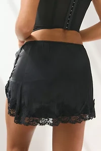 Out From Under Luccia Lace Trim Mini Slip Skirt