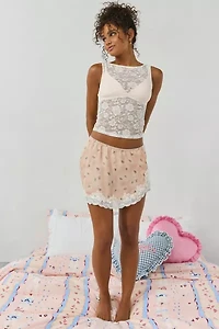Out From Under Luccia Lace Trim Mini Slip Skirt