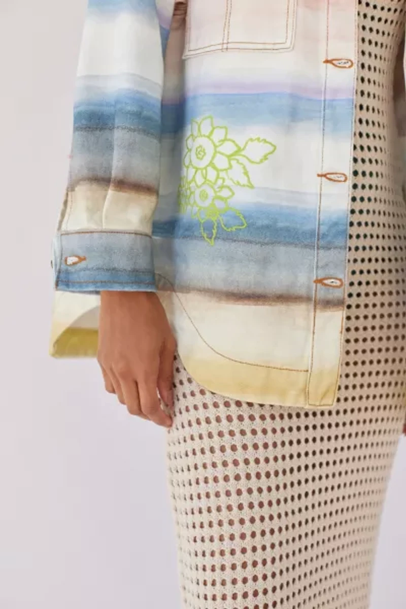 BDG Elissa Embroidered Shirt Jacket