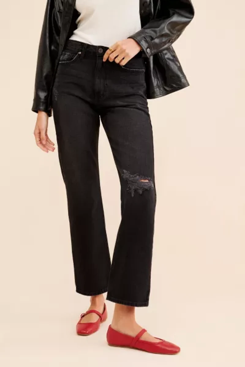 JUST BLACK DENIM High Rise Long Straight Jeans