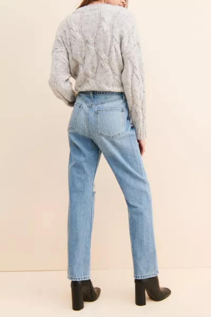 JUST BLACK DENIM High Rise Long Straight Jeans