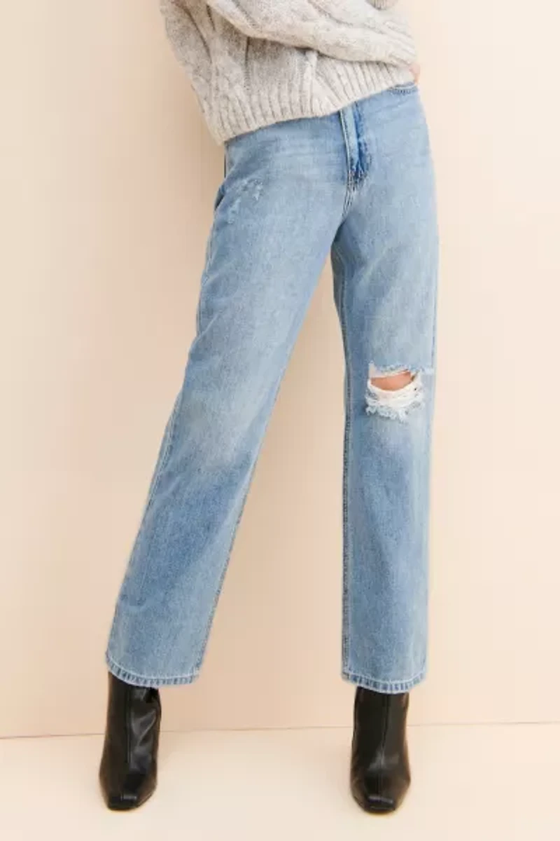 JUST BLACK DENIM High Rise Long Straight Jeans