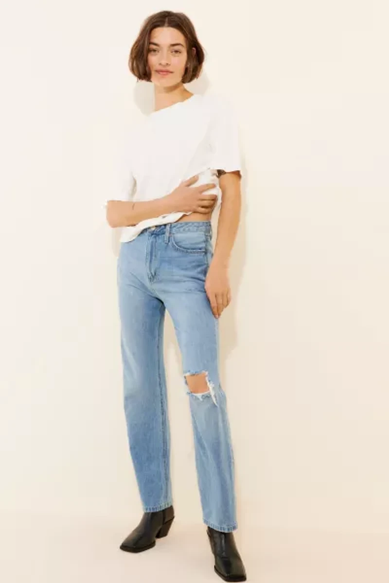JUST BLACK DENIM High Rise Long Straight Jeans