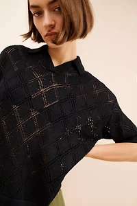 Men's Pointelle Knit Polo Shirt