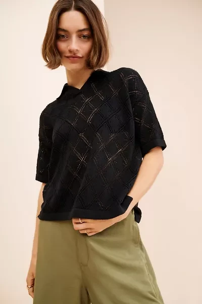 Men's Pointelle Knit Polo Shirt