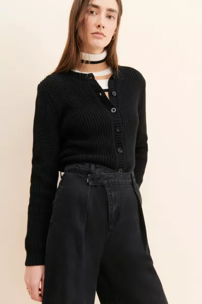 Grey Lab Wide Leg Wrap Waist Jeans
