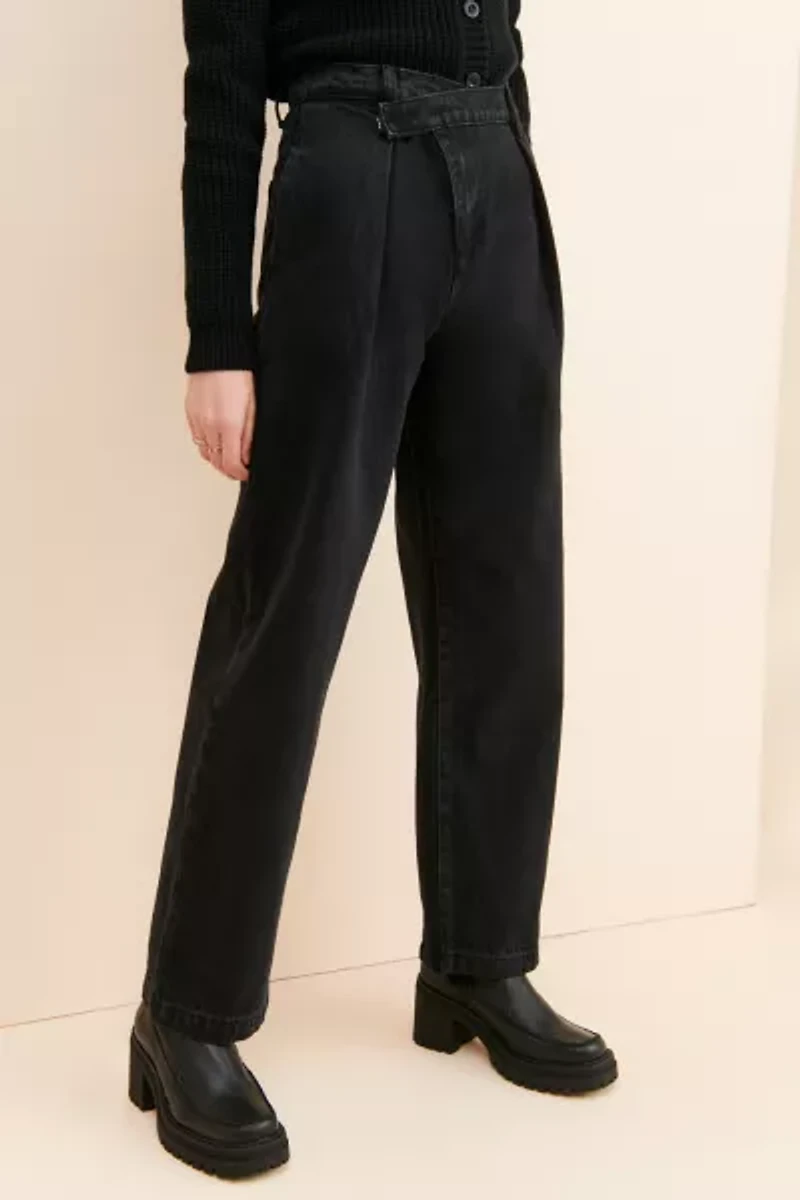 Grey Lab Wide Leg Wrap Waist Jeans