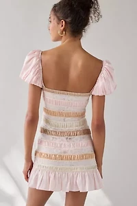 For Love & Lemons Layer Cake Ruched Ruffle Mini Dress