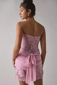 For Love & Lemons Claudia Rose Lace Strapless Mini Dress