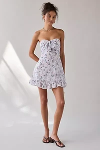 For Love & Lemons Teagan Strapless Tie-Front Mini Dress