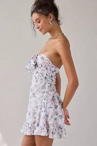 For Love & Lemons Teagan Strapless Tie-Front Mini Dress