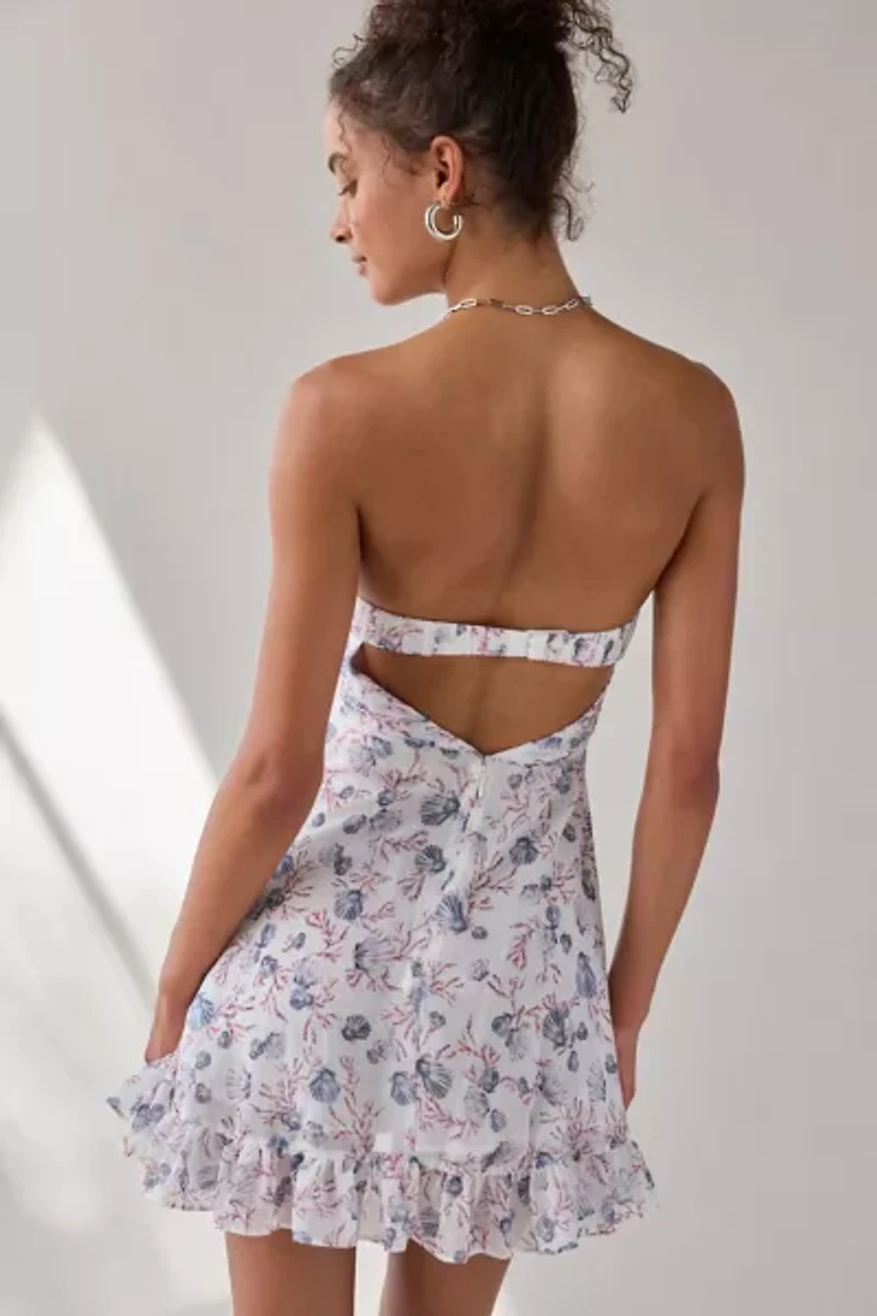 For Love & Lemons Teagan Strapless Tie-Front Mini Dress