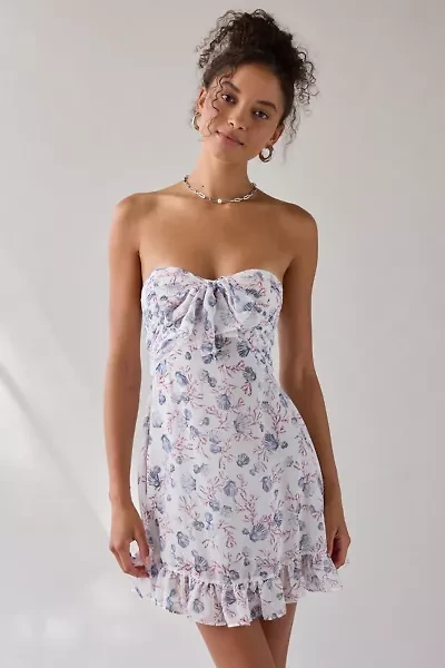 For Love & Lemons Teagan Strapless Tie-Front Mini Dress