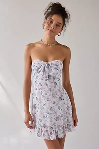 For Love & Lemons Teagan Strapless Tie-Front Mini Dress