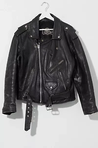 Vintage 1970s Distressed Black Leather Biker Jacket