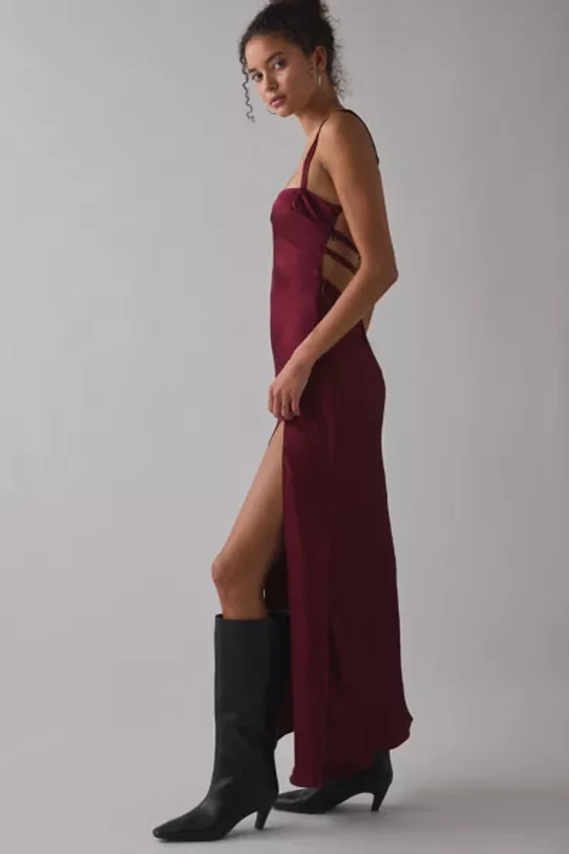 For Love & Lemons Carla Jacquard Open-Back Midi Dress