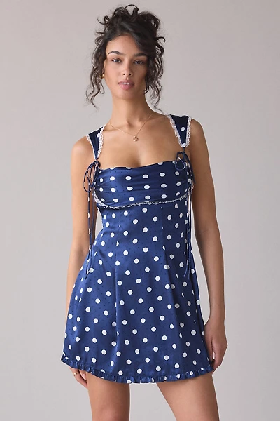 For Love & Lemons Holland Polka Dot Satin Mini Dress