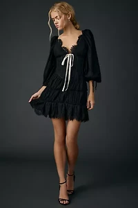 For Love & Lemons Ellis Black Lace Corset Mini Dress